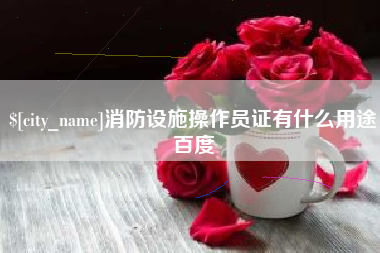 伊川消防设施操作员证有什么用途百度