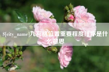 伊川九宫格位置重要程度排序是什么意思