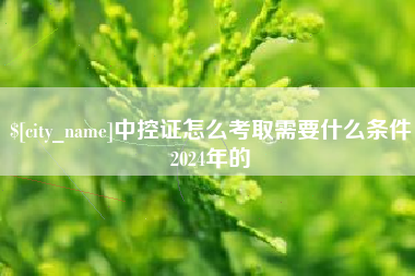 伊川中控证怎么考取需要什么条件2024年的
